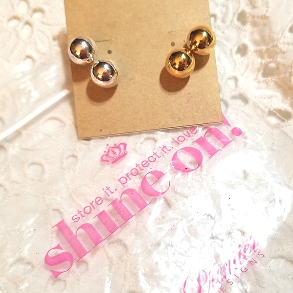 NEW Premier Designs TWO PAIR 10mm Classic Ball Bead Earrings - Picture 2 of 4